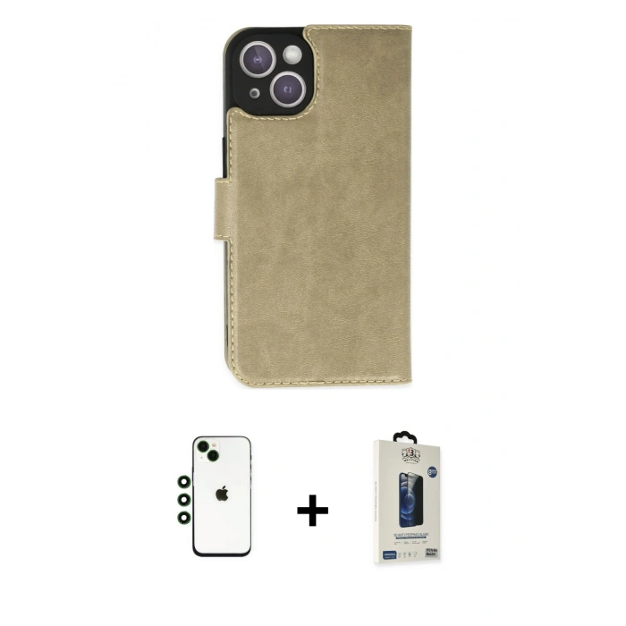 MARSİLYAN™- iPhone 14 Kılıf Siluet Işık Serisi - Siyah Bilvis Hayalet Cam Ekran Koruyucu + Shine Kamera Lens - YL