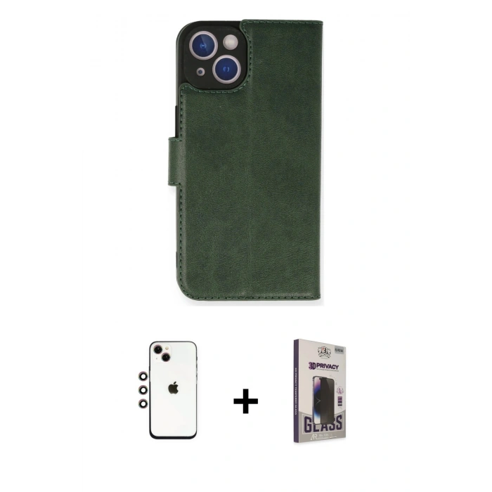 MARSİLYAN™- iPhone 14 Kılıf Siluet Işık Serisi - Siyah Bilvis Hayalet Cam Ekran Koruyucu + Shine Kamera Lens - GI