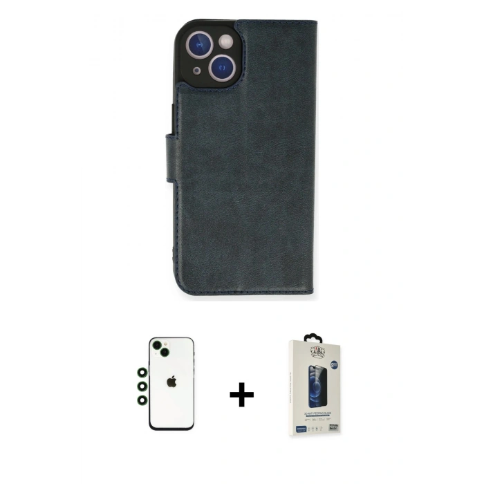 MARSİLYAN™- iPhone 14 Kılıf Siluet Işık Serisi - Siyah Bilvis Hayalet Cam Ekran Koruyucu + Shine Kamera Lens - YL