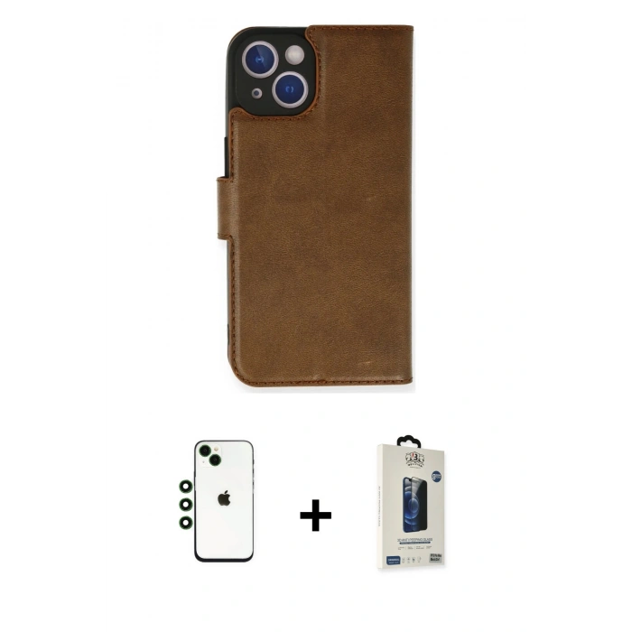 MARSİLYAN™- iPhone 14 Kılıf Siluet Işık Serisi - Siyah Bilvis Hayalet Cam Ekran Koruyucu + Shine Kamera Lens - YL
