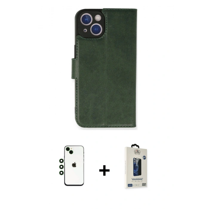 MARSİLYAN™- iPhone 14 Kılıf Siluet Işık Serisi - Siyah Bilvis Hayalet Cam Ekran Koruyucu + Shine Kamera Lens - YL