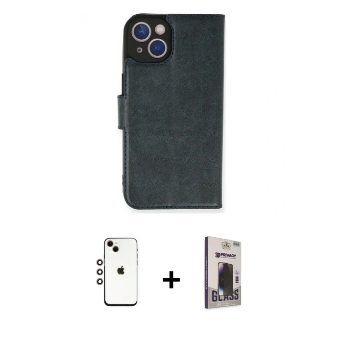 MARSİLYAN™- iPhone 14 Kılıf Siluet Işık Serisi - Siyah Bilvis Hayalet Cam Ekran Koruyucu + Shine Kamera Lens - GI