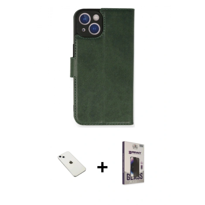 MARSİLYAN™- iPhone 14 Kılıf Siluet Işık Serisi - Siyah Bilvis Hayalet Cam Ekran Koruyucu + Diamond Kamera Lens - SABE