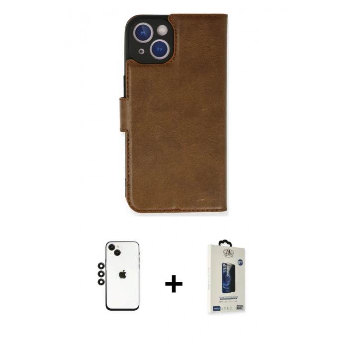MARSİLYAN™- iPhone 14 Kılıf Siluet Işık Serisi - Siyah Bilvis Hayalet Cam Ekran Koruyucu + Shine Kamera Lens - SH