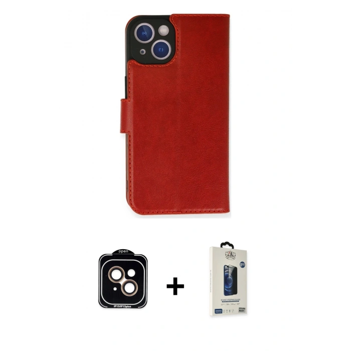 MARSİLYAN™- iPhone 14 Kılıf Siluet Işık Serisi - Siyah Bilvis Hayalet Cam Ekran Koruyucu + PVD Metal Kamera Lens - TU