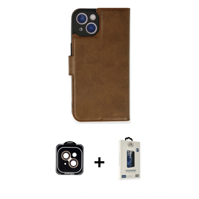 MARSİLYAN™- iPhone 14 Kılıf Siluet Işık Serisi - Siyah Bilvis Hayalet Cam Ekran Koruyucu + PVD Metal Kamera Lens - TU
