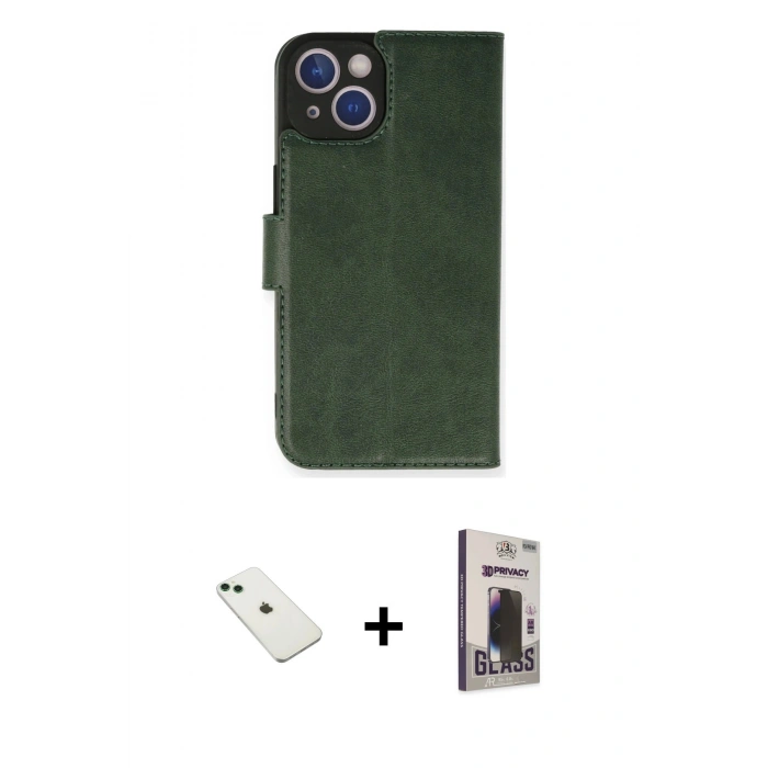 MARSİLYAN™- iPhone 14 Kılıf Siluet Işık Serisi - Siyah Bilvis Hayalet Cam Ekran Koruyucu + Diamond Kamera Lens - YL