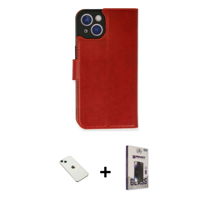 MARSİLYAN™- iPhone 14 Kılıf Siluet Işık Serisi - Siyah Bilvis Hayalet Cam Ekran Koruyucu + Diamond Kamera Lens - YL