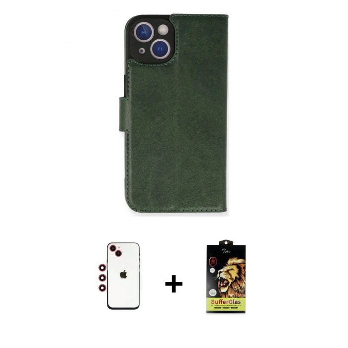 MARSİLYAN™- iPhone 14 Kılıf Siluet Işık Serisi - Siyah Buffer Cam Ekran Koruyucu + Shine Kamera Lens - KI