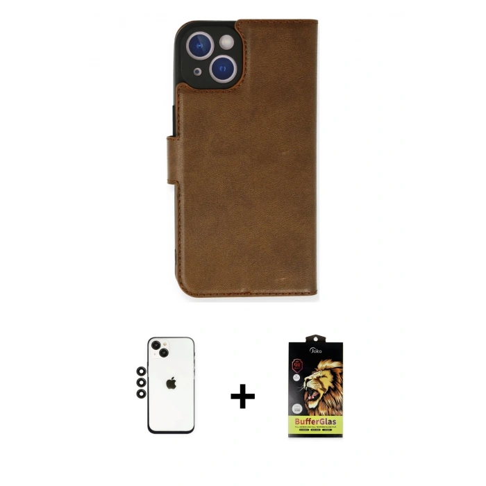 MARSİLYAN™- iPhone 14 Kılıf Siluet Işık Serisi - Siyah Buffer Cam Ekran Koruyucu + Shine Kamera Lens - SH