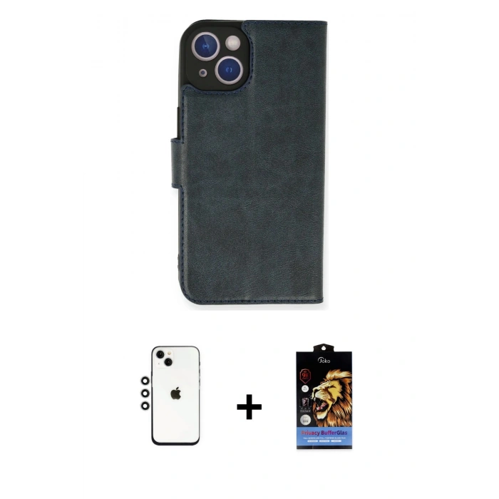 MARSİLYAN™- iPhone 14 Kılıf Siluet Işık Serisi - Siyah Buffer Hayalet Cam Ekran Koruyucu + Shine Kamera Lens - GS