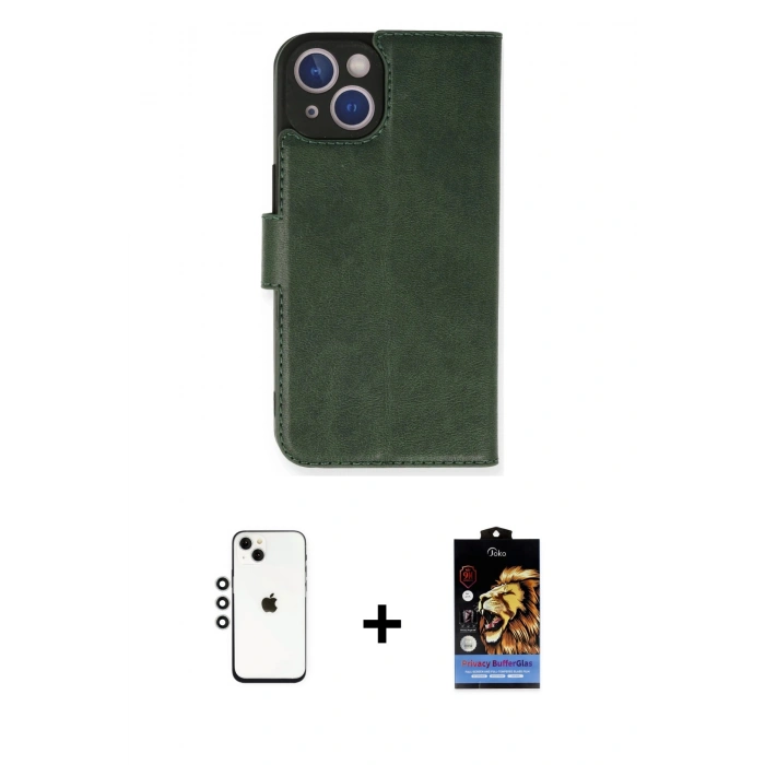 MARSİLYAN™- iPhone 14 Kılıf Siluet Işık Serisi - Siyah Buffer Hayalet Cam Ekran Koruyucu + Shine Kamera Lens - GS