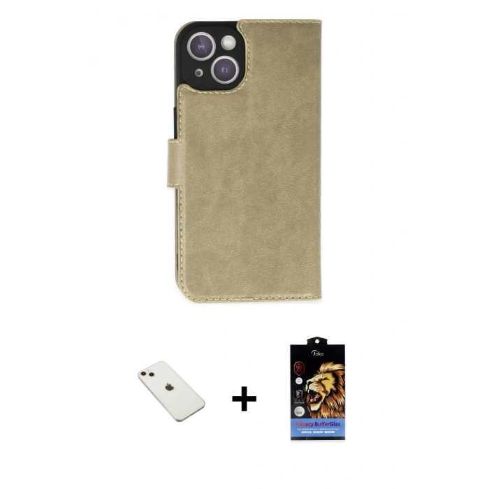 MARSİLYAN™- iPhone 14 Kılıf Siluet Işık Serisi - Siyah Buffer Hayalet Cam Ekran Koruyucu + Diamond Kamera Lens - PE