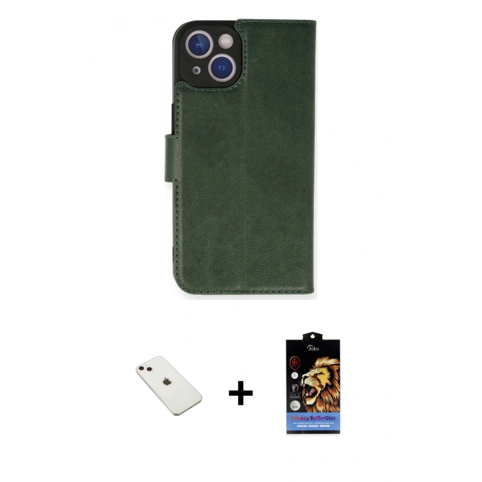 MARSİLYAN™- iPhone 14 Kılıf Siluet Işık Serisi - Siyah Buffer Hayalet Cam Ekran Koruyucu + Diamond Kamera Lens - PE