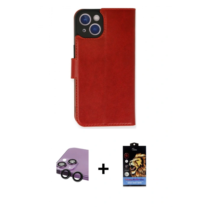 MARSİLYAN™- iPhone 14 Kılıf Siluet Işık Serisi - Siyah Buffer Hayalet Cam Ekran Koruyucu + Raze Metal Kamera Lens - SH