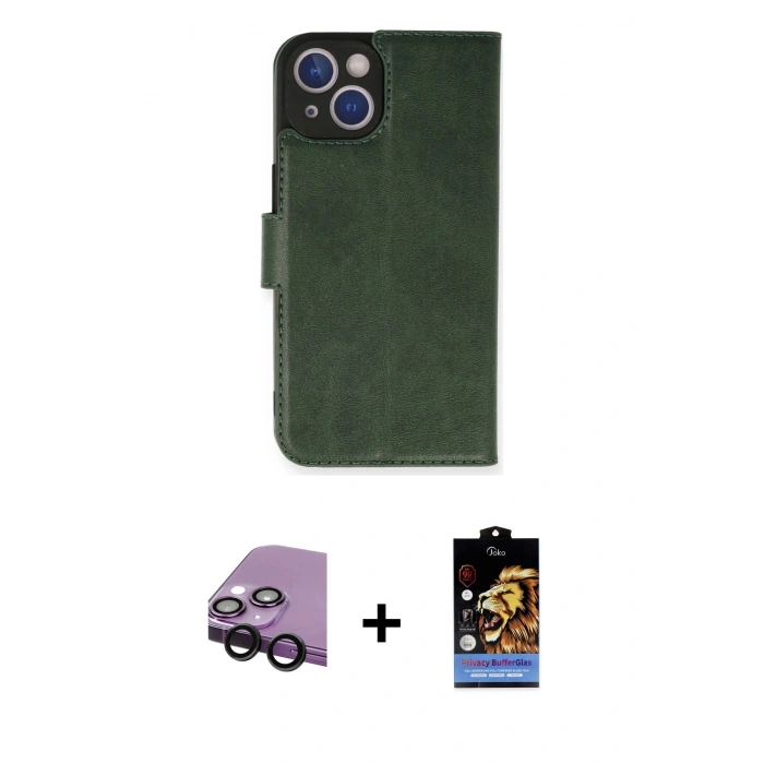MARSİLYAN™- iPhone 14 Kılıf Siluet Işık Serisi - Siyah Buffer Hayalet Cam Ekran Koruyucu + Raze Metal Kamera Lens - SH