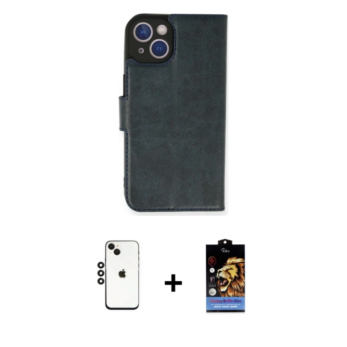MARSİLYAN™- iPhone 14 Kılıf Siluet Işık Serisi - Siyah Buffer Hayalet Cam Ekran Koruyucu + Shine Kamera Lens - SH