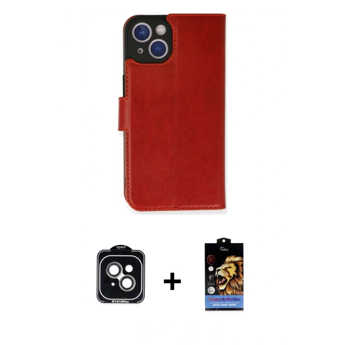 MARSİLYAN™- iPhone 14 Kılıf Siluet Işık Serisi - Siyah Buffer Hayalet Cam Ekran Koruyucu + PVD Metal Kamera Lens - YL