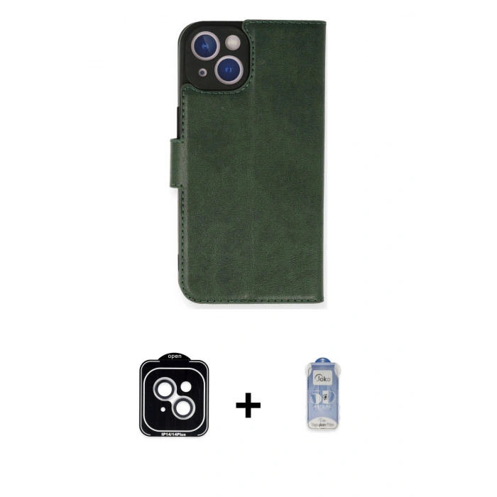MARSİLYAN™- iPhone 14 Kılıf Siluet Işık Serisi - Siyah Joko Magic 5D Cam + PVD Metal Kamera Lens - GS