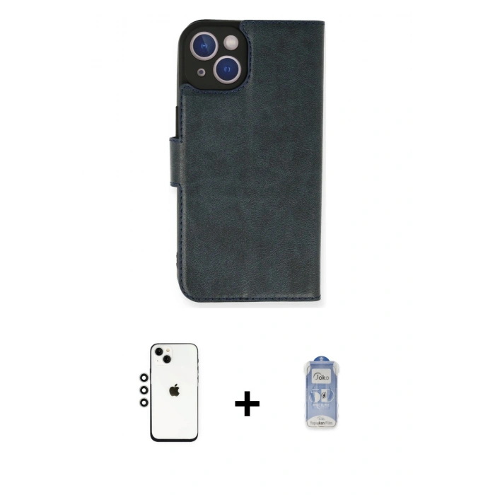 MARSİLYAN™- iPhone 14 Kılıf Siluet Işık Serisi - Siyah Joko Magic 5D Cam + Gümüş Shine Kamera Lens