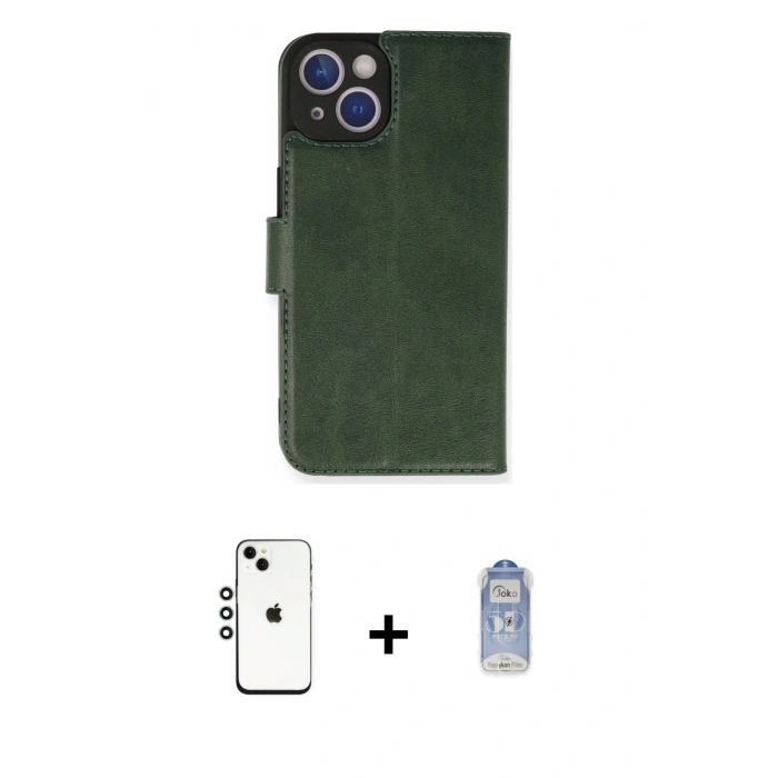 MARSİLYAN™- iPhone 14 Kılıf Siluet Işık Serisi - Siyah Joko Magic 5D Cam + Gümüş Shine Kamera Lens