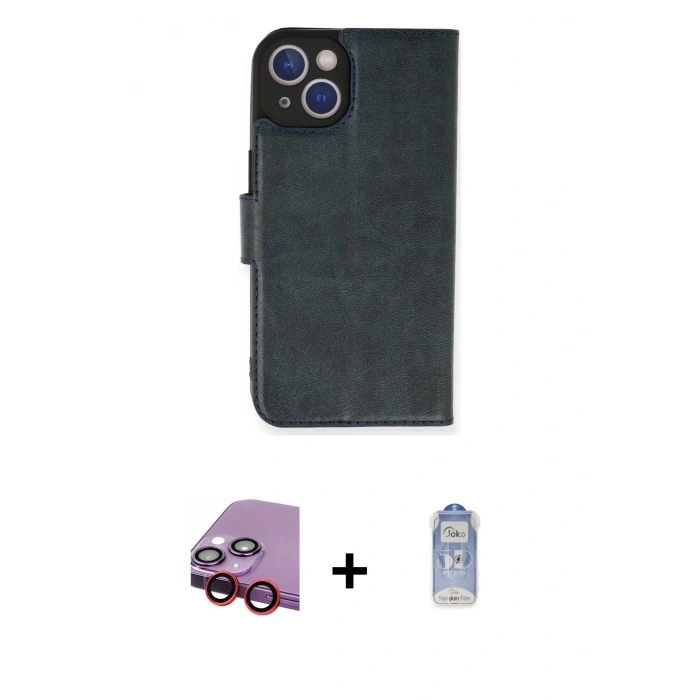 MARSİLYAN™- iPhone 14 Kılıf Siluet Işık Serisi - Siyah Joko Magic 5D Cam + Raze Metal Kamera Lens - KI