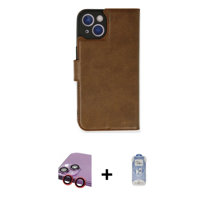 MARSİLYAN™- iPhone 14 Kılıf Siluet Işık Serisi - Siyah Joko Magic 5D Cam + Raze Metal Kamera Lens - KI