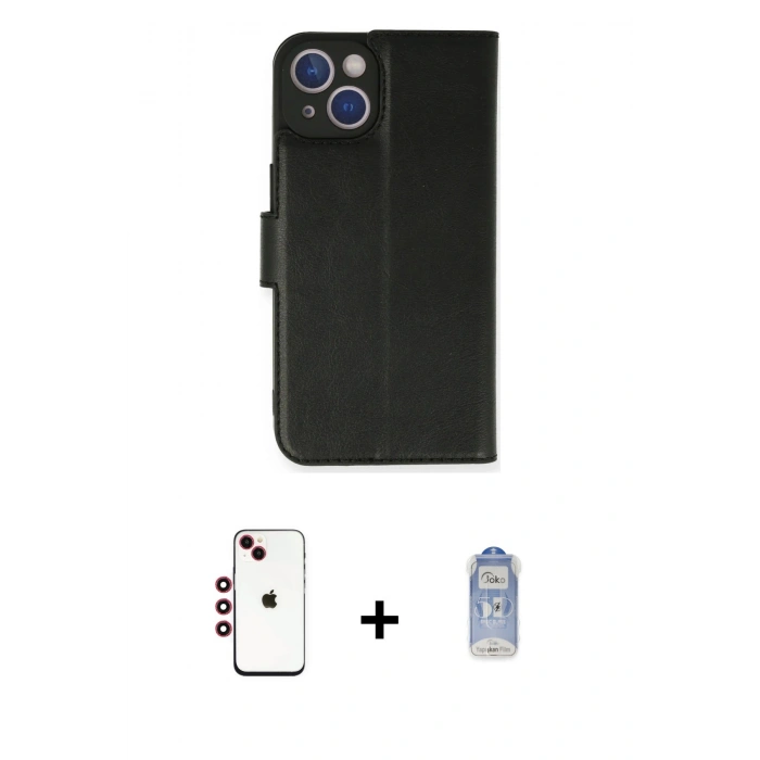 MARSİLYAN™- iPhone 14 Kılıf Siluet Işık Serisi - Siyah Joko Magic 5D Cam + Shine Kamera Lens - KI