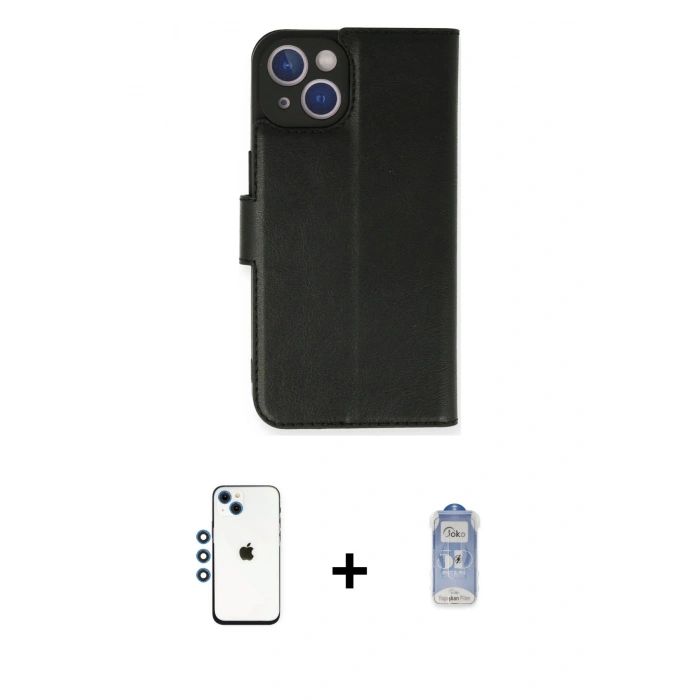 MARSİLYAN™- iPhone 14 Kılıf Siluet Işık Serisi - Siyah Joko Magic 5D Cam + Shine Kamera Lens - MI