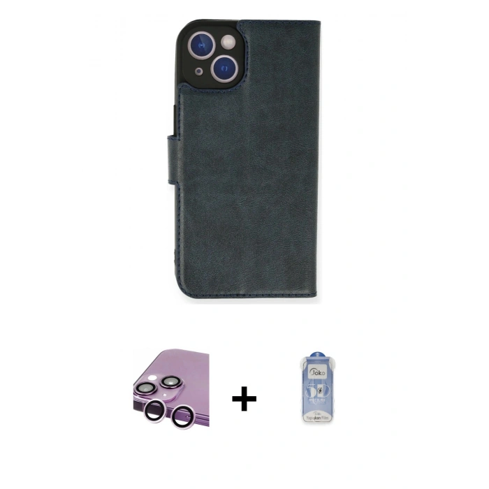 MARSİLYAN™- iPhone 14 Kılıf Siluet Işık Serisi - Siyah Joko Magic 5D Cam + Raze Metal Kamera Lens - MR