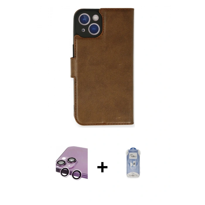 MARSİLYAN™- iPhone 14 Kılıf Siluet Işık Serisi - Siyah Joko Magic 5D Cam + Raze Metal Kamera Lens - MR