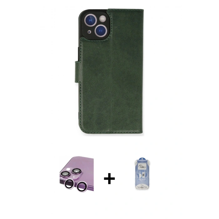 MARSİLYAN™- iPhone 14 Kılıf Siluet Işık Serisi - Siyah Joko Magic 5D Cam + Raze Metal Kamera Lens - MR