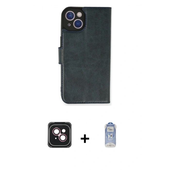 MARSİLYAN™- iPhone 14 Kılıf Siluet Işık Serisi - Siyah Joko Magic 5D Cam + PVD Metal Kamera Lens - PE