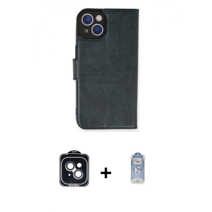 MARSİLYAN™- iPhone 14 Kılıf Siluet Işık Serisi - Siyah Joko Magic 5D Cam + PVD Metal Kamera Lens - SH