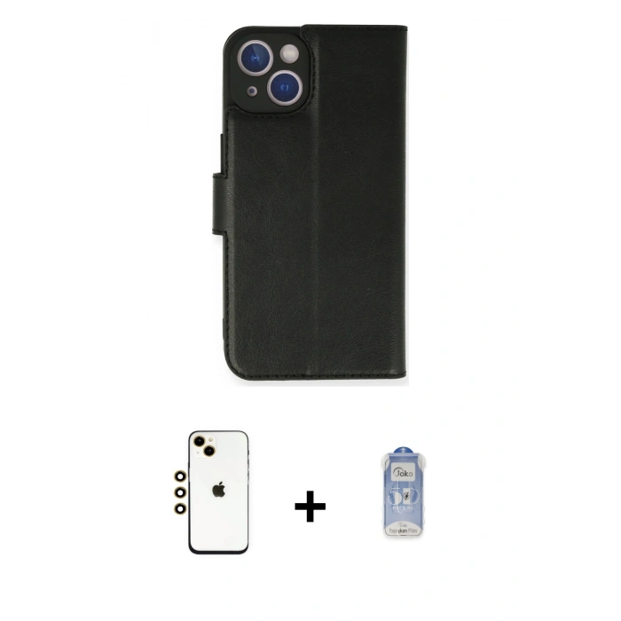 MARSİLYAN™- iPhone 14 Kılıf Siluet Işık Serisi - Siyah Joko Magic 5D Cam + Shine Kamera Lens - GD