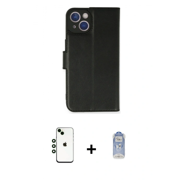 MARSİLYAN™- iPhone 14 Kılıf Siluet Işık Serisi - Siyah Joko Magic 5D Cam + Shine Kamera Lens - YL