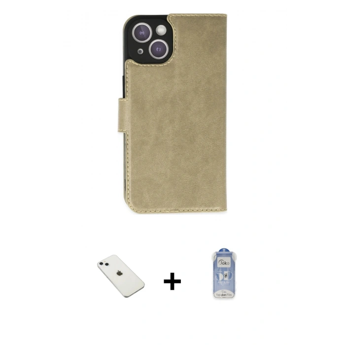 MARSİLYAN™- iPhone 14 Kılıf Siluet Işık Serisi - Siyah Joko Magic 5D Cam + Sierra Blue Diamond Kamera Lens
