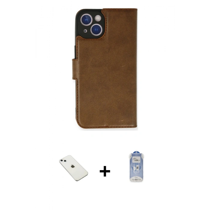 MARSİLYAN™- iPhone 14 Kılıf Siluet Işık Serisi - Siyah Joko Magic 5D Cam + Sierra Blue Diamond Kamera Lens