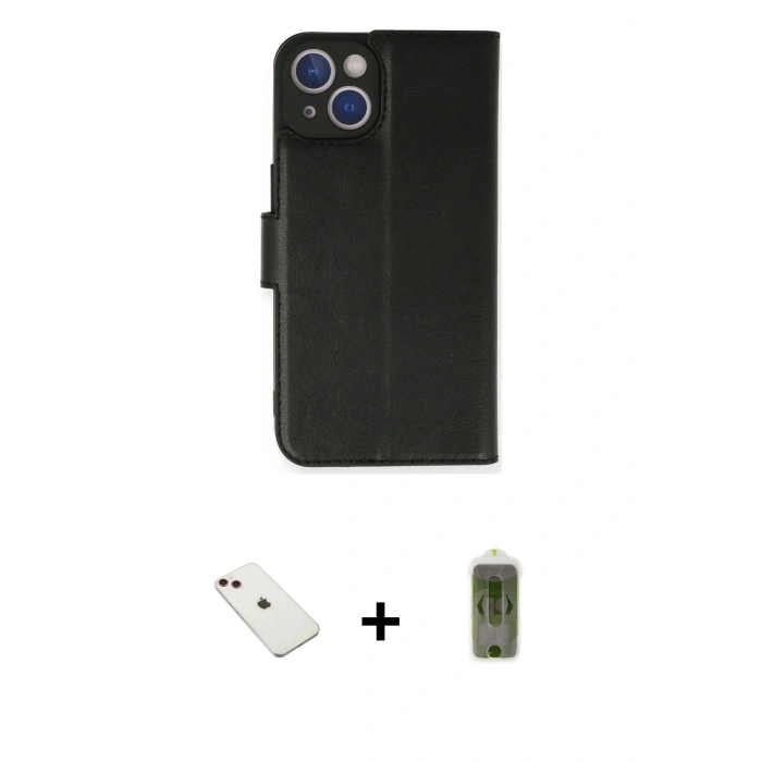 MARSİLYAN™- iPhone 14 Kılıf Siluet Işık Serisi - Siyah Joko Magic 5D Hayalet Cam + Diamond Kamera Lens - KI