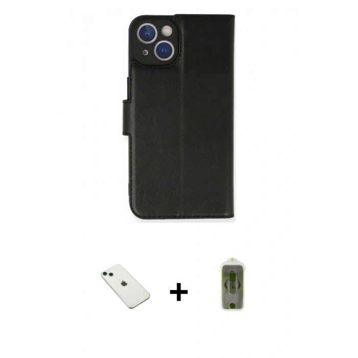 MARSİLYAN™- iPhone 14 Kılıf Siluet Işık Serisi - Siyah Joko Magic 5D Hayalet Cam + Diamond Kamera Lens - YL
