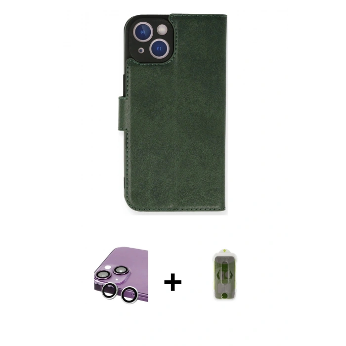 MARSİLYAN™- iPhone 14 Kılıf Siluet Işık Serisi - Siyah Joko Magic 5D Hayalet Cam + Raze Metal Kamera Lens - GS