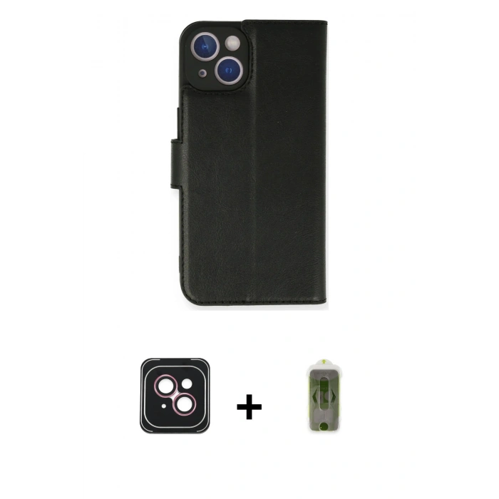 MARSİLYAN™- iPhone 14 Kılıf Siluet Işık Serisi - Siyah Joko Magic 5D Hayalet Cam + PVD Metal Kamera Lens - PE