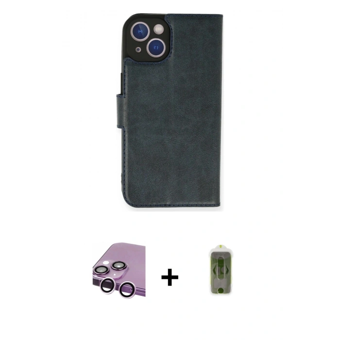 MARSİLYAN™- iPhone 14 Kılıf Siluet Işık Serisi - Siyah Joko Magic 5D Hayalet Cam + Raze Metal Kamera Lens - MR