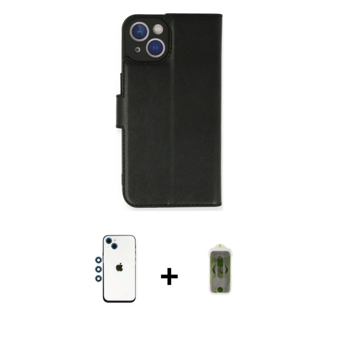 MARSİLYAN™- iPhone 14 Kılıf Siluet Işık Serisi - Siyah Joko Magic 5D Hayalet Cam + Shine Kamera Lens - MI