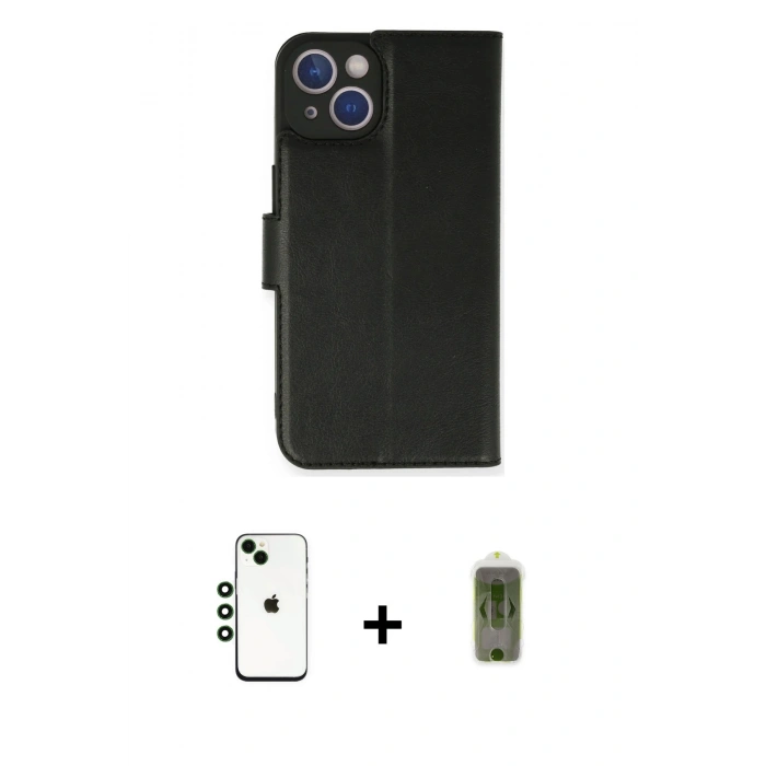 MARSİLYAN™- iPhone 14 Kılıf Siluet Işık Serisi - Siyah Joko Magic 5D Hayalet Cam + Shine Kamera Lens - YL