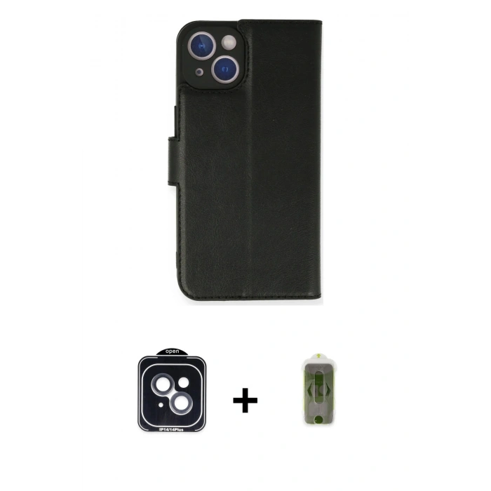 MARSİLYAN™- iPhone 14 Kılıf Siluet Işık Serisi - Siyah Joko Magic 5D Hayalet Cam + PVD Metal Kamera Lens - SH
