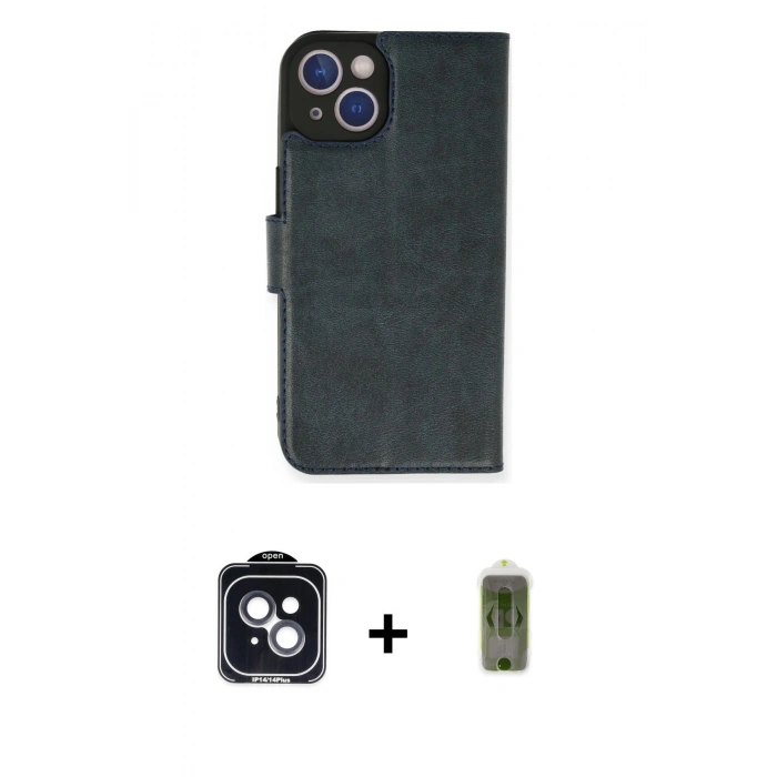 MARSİLYAN™- iPhone 14 Kılıf Siluet Işık Serisi - Siyah Joko Magic 5D Hayalet Cam + PVD Metal Kamera Lens - SH