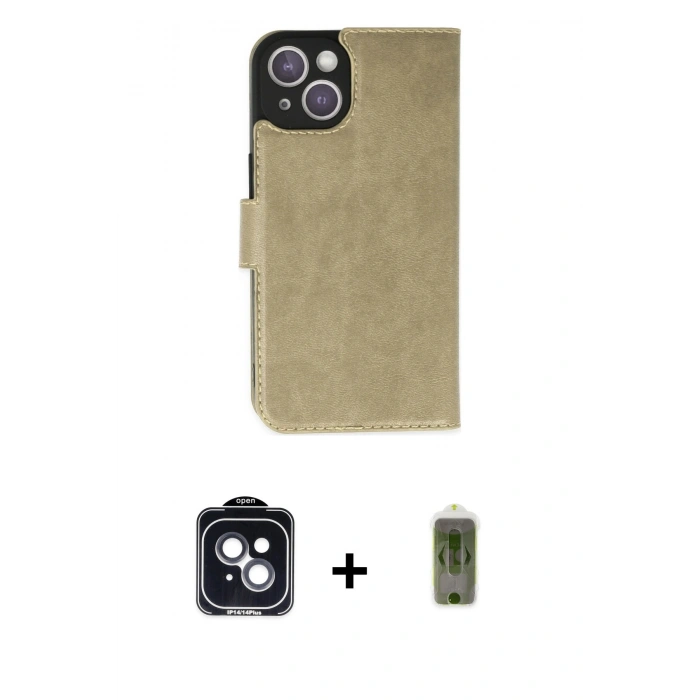 MARSİLYAN™- iPhone 14 Kılıf Siluet Işık Serisi - Siyah Joko Magic 5D Hayalet Cam + PVD Metal Kamera Lens - SH