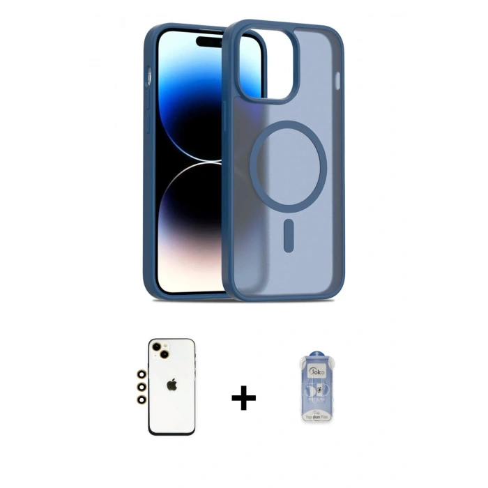 MARSİLYAN™- iPhone 14 Kılıf Siluet Minimal Prime - Siyah Joko Magic 5D Cam + Shine Kamera Lens - GD