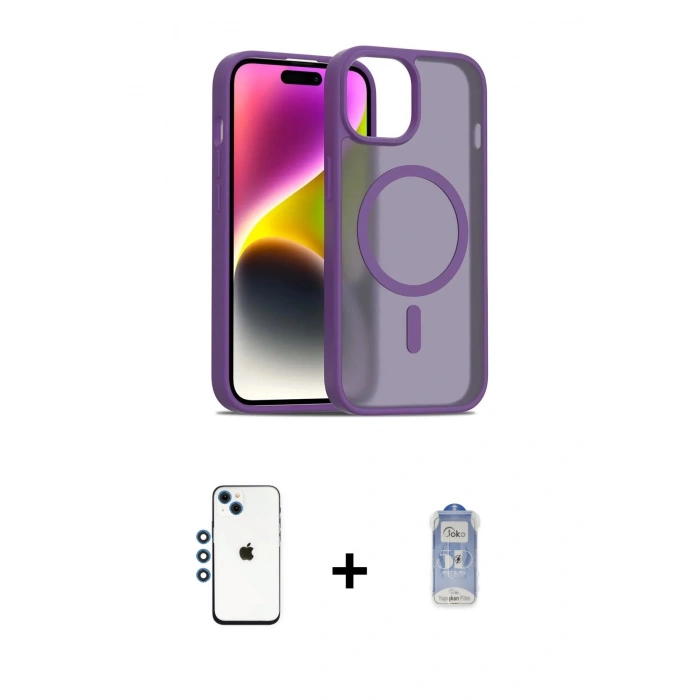 MARSİLYAN™- iPhone 14 Kılıf Siluet Minimal Prime - Siyah Joko Magic 5D Cam + Shine Kamera Lens - MI